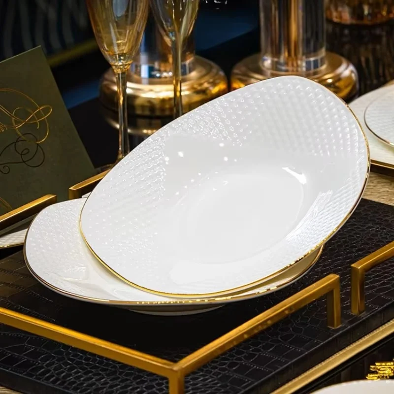 New Jingdezhen Bone China Tableware Set Pure White Underglaze Colour Tableware Set Ceramic Bowl And Plate Set Household Bowl