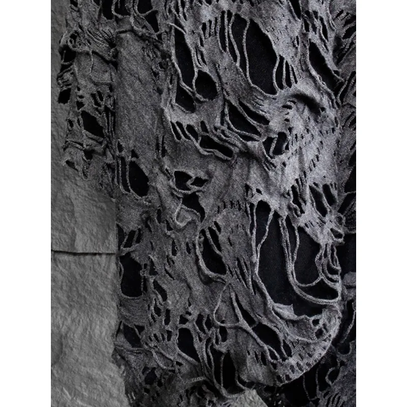 Tear Double-layer Knitted Composite Creative Elastic Black and Gray Texture Skirt Fabric Reconstructed Three-dimensional Fabric