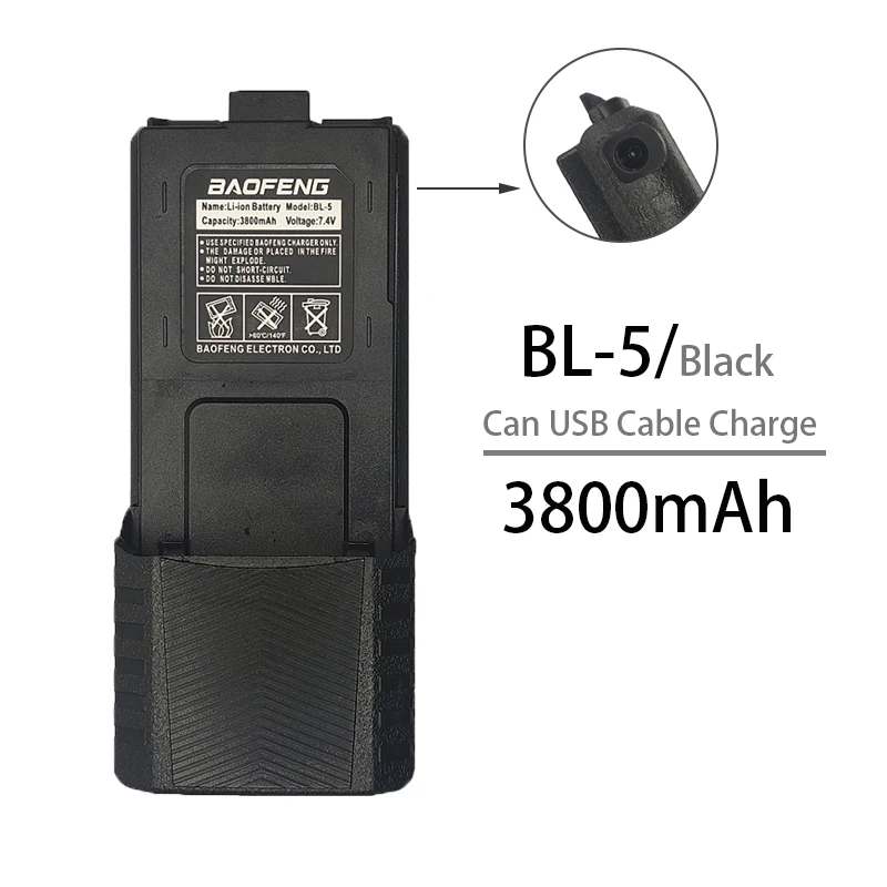 بطارية Baofeng UV5R ، شاحن USB من النوع C ، بطارية طويلة ، جهاز اتصال لاسلكي ، أجزاء راديو CB ثنائي الاتجاه ، بادة UV5RT UV5RA UV5RE