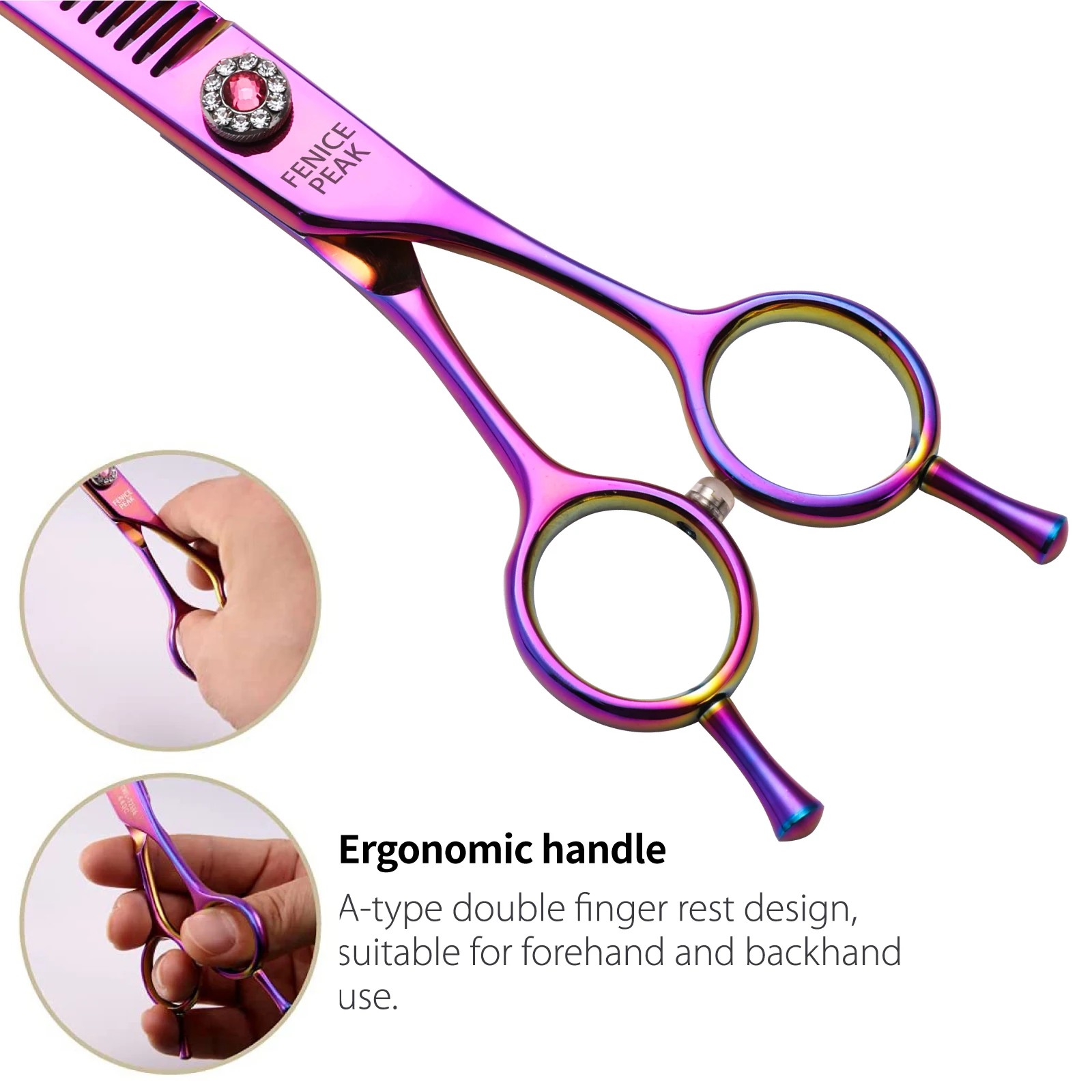 Imagem -04 - Fenice Pet Dog Grooming Tesoura Curvo Thinning Tesouras Roxo Thinner Jp440c 65