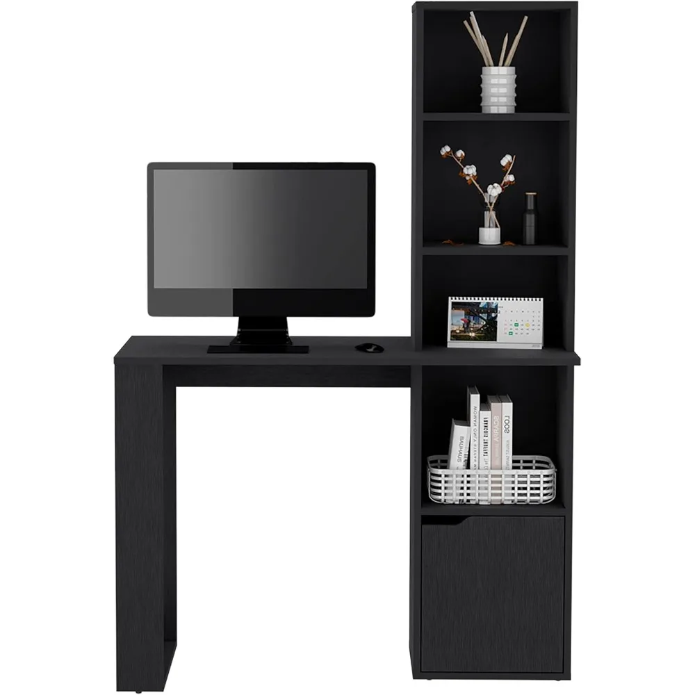 persoonlijk bureau met boekenkast en kast, zwart