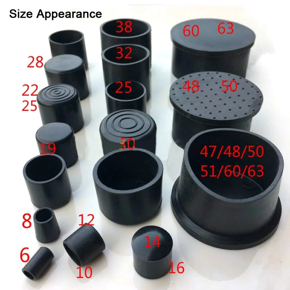 16Pcs Rubber Chair Leg Tips Caps Black Furniture Foot Table Cap Covers Floor Protector Rubber Feet Non-slip Table Covers Bottom