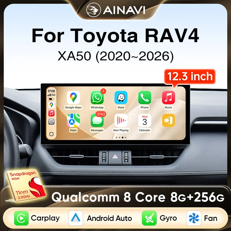 

Ainavi 12.3 inch Car Radio For Toyota RAV4 2020 2021 2022 2023 2024 2025 XA50 Wireless Carplay Android Auto 4G Car Multimedia 2K