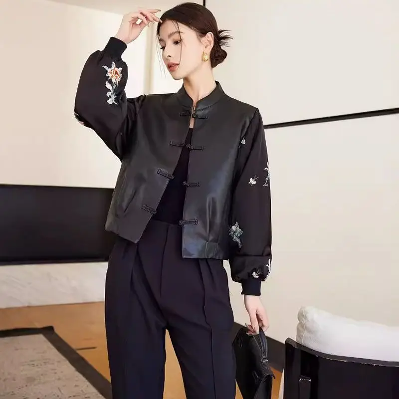 سترة جلدية أصلية جديدة على الطراز الصيني: تصميم قصير ونحيف وأنيق #3