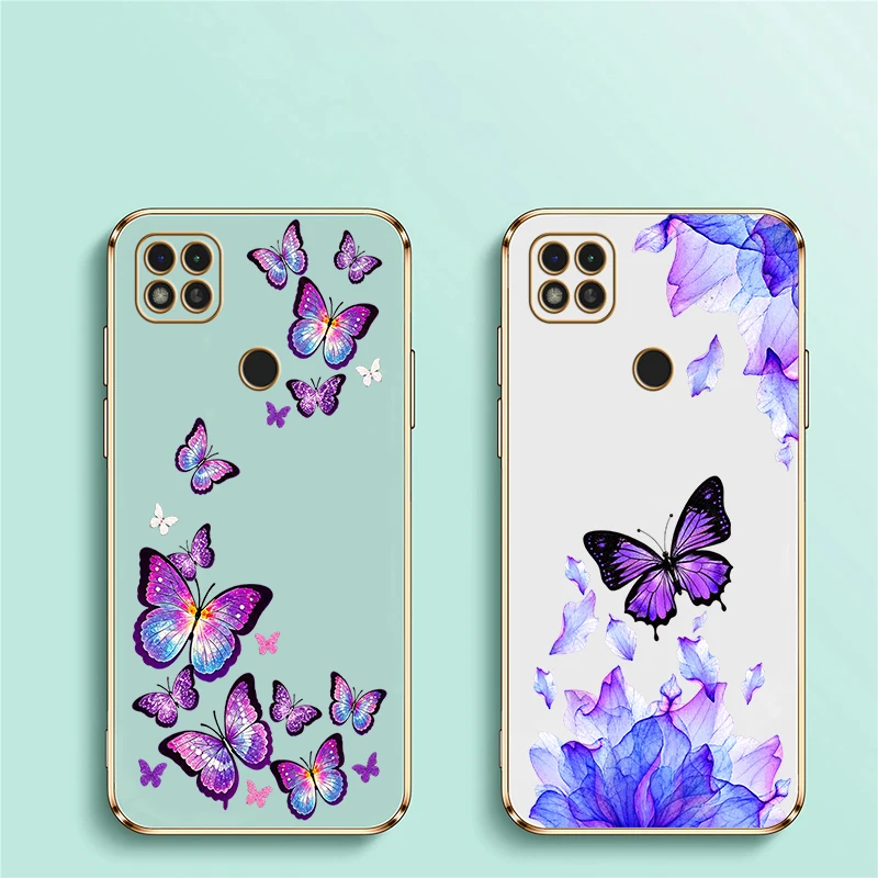Elegant Floral Butterfly Phone Case For Redmi A5 4G A3 A1 A2 Plus Drop Resistant Plating Silicone Soft Protective Cover carcasas