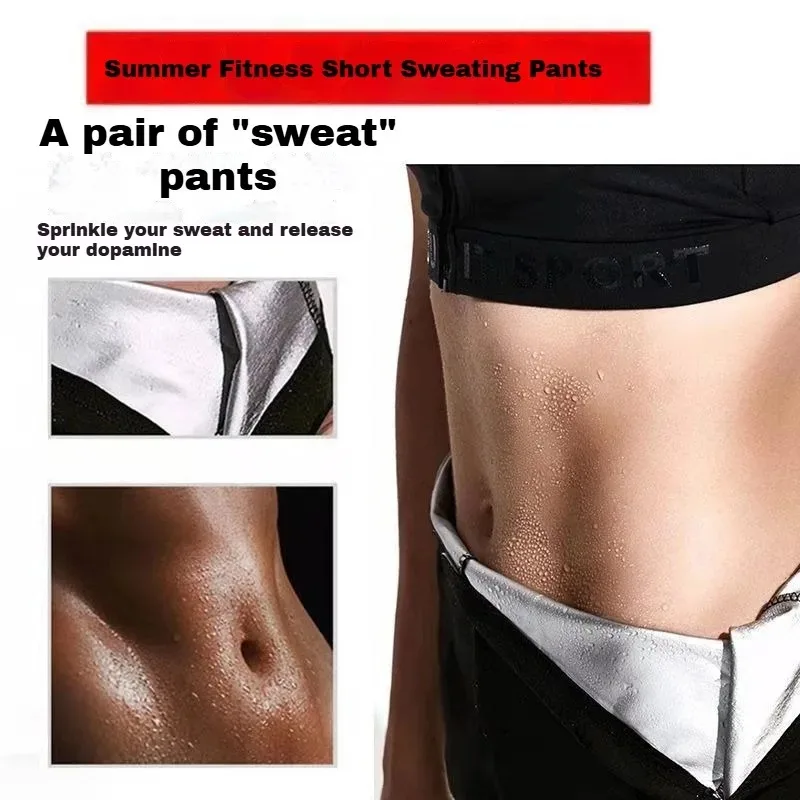 Sweaty Pants Women's Five-point High-waisted Sports Shorts Running Sweating Weight Loss Thin Fat-burning Belly Pants Leggings