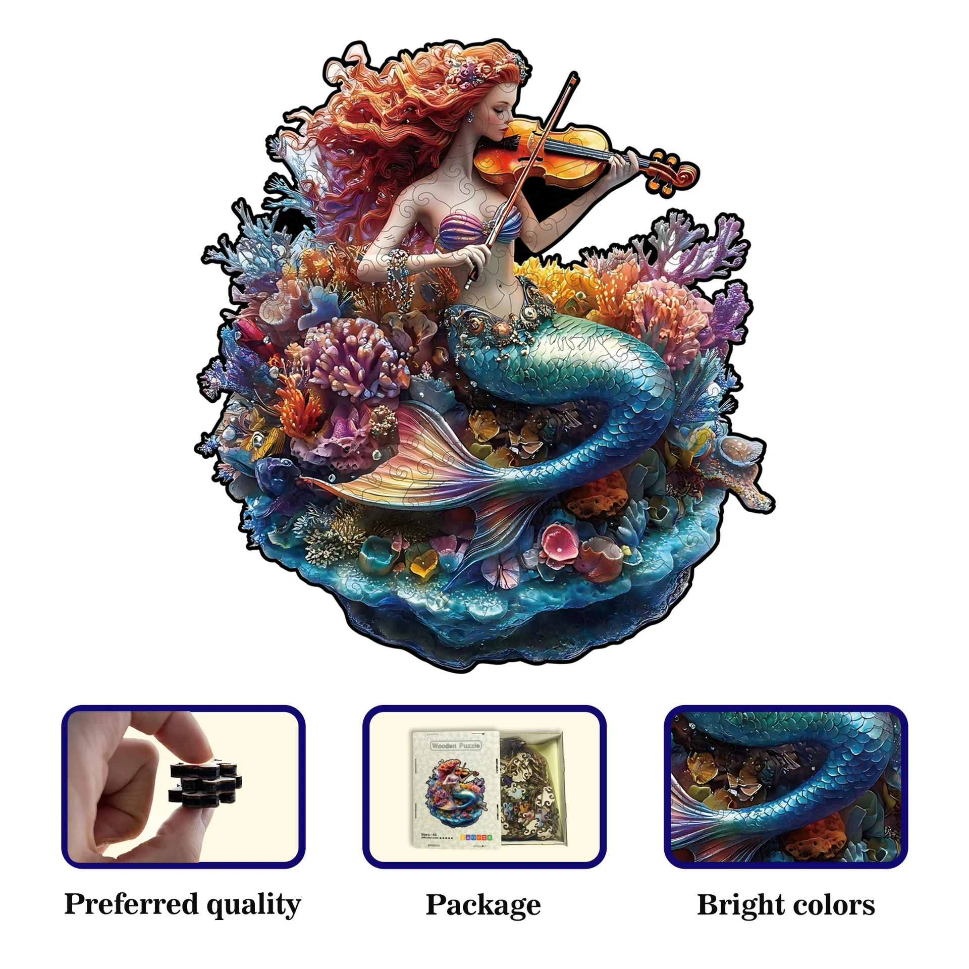 150/206 قطعة ألعاب ألغاز حورية البحر غير منتظمة الشكل أحجية الصور المقطوعة لعبة تخفيف التوتر هدايا عيد الميلاد للأطفال والكبار #2