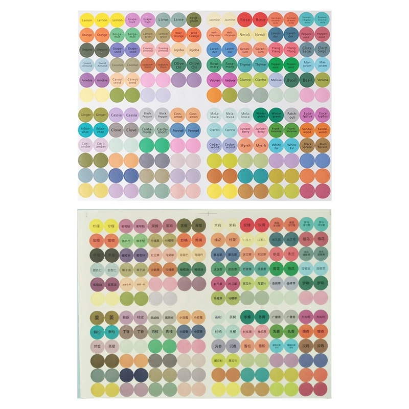 192pcs/Sheet Practical Colorful Paper Stickers Labels for Glass Essential Oil Bottles Lid Labels Blank Round Circles Sticker