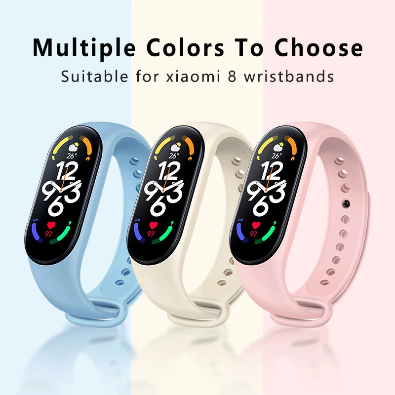 2/3/5PCS Strap for Xiaomi Mi Bands 8 Silicone Wrist Xiaomi Watchbands Silicone Wristband Bracelet Replacement Accessories Band