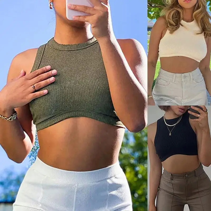 2024 verão novo sexy colheita topo colete feminino cor pura ort sle interior wear exterior jogo tubo superior a linha cinta estreita colete