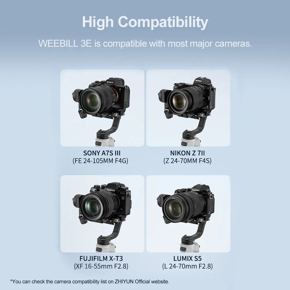 ZHIYUN CINEPEER WEEBILL 3E Estabilizador de cámara de cardán de mano de 3 ejes Bluetooth 5.0 para cámaras DSLR sin espejo