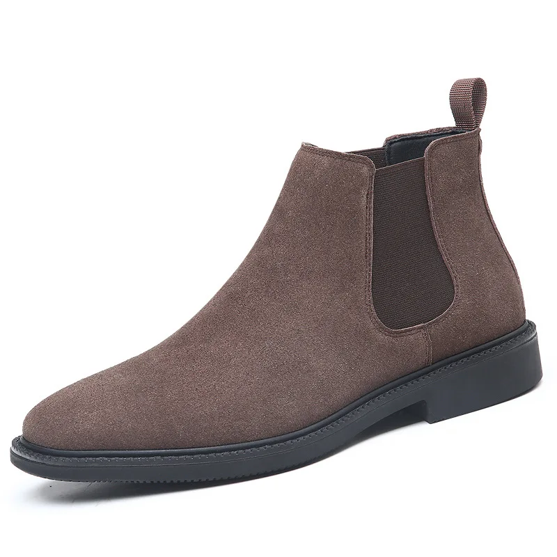 Kuh Wildleder Herren Chelsea Stiefel Mode lässig Mode lässig Herbst Winter Kleid Schuhe männlich einfarbig Designer Stiefeletten Mann