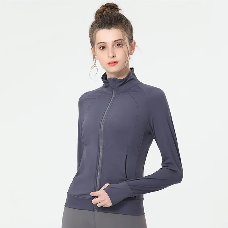 New Women's Slim Fit Lightweight Jackets Women's Full Zip-up Yoga Sports Running Jacket with Thumb Holes for Workout
