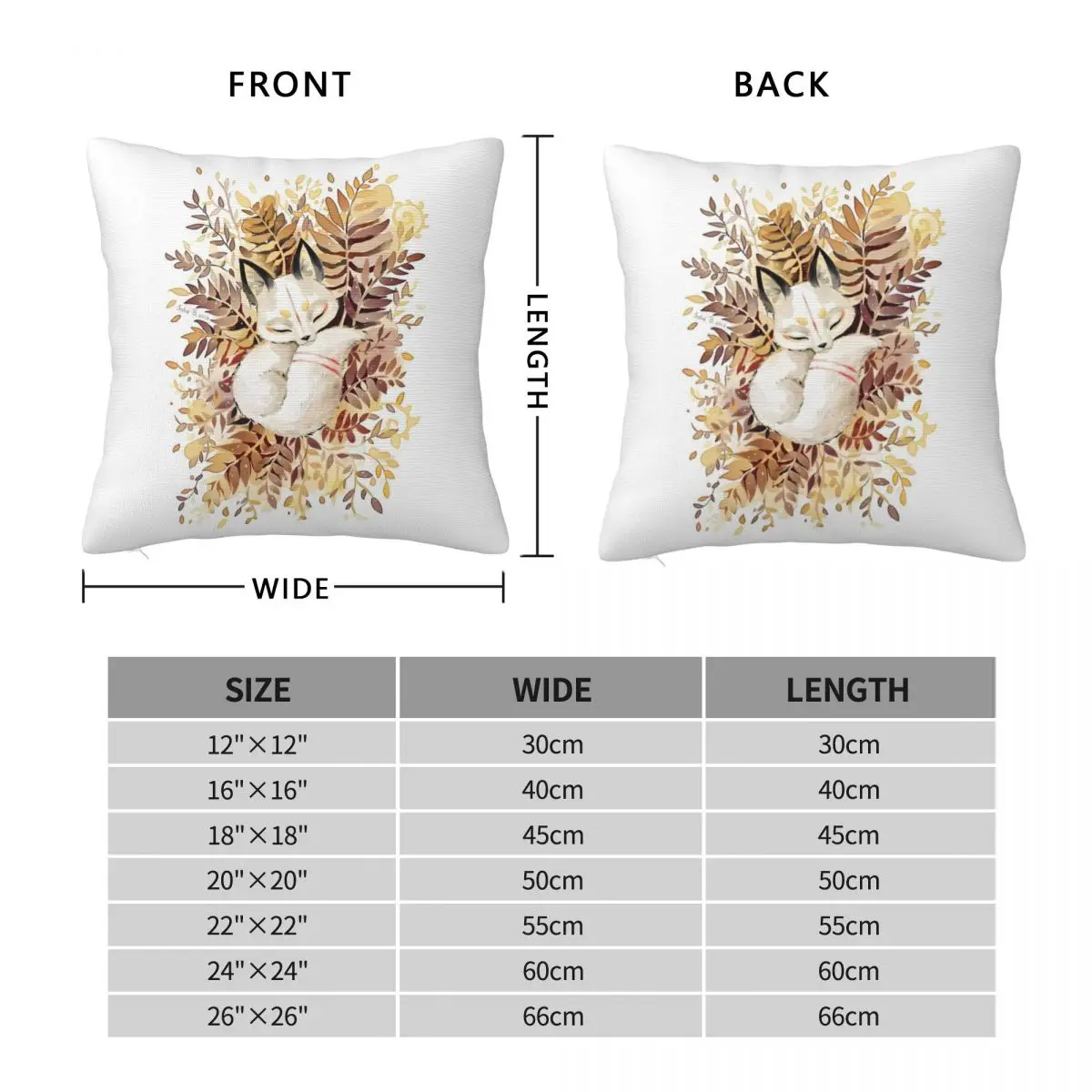 Cute Slumber Fox Square Pillowcase Polyester Linen Velvet Pattern Zip Decorative Pillow Case Home Cushion Cover