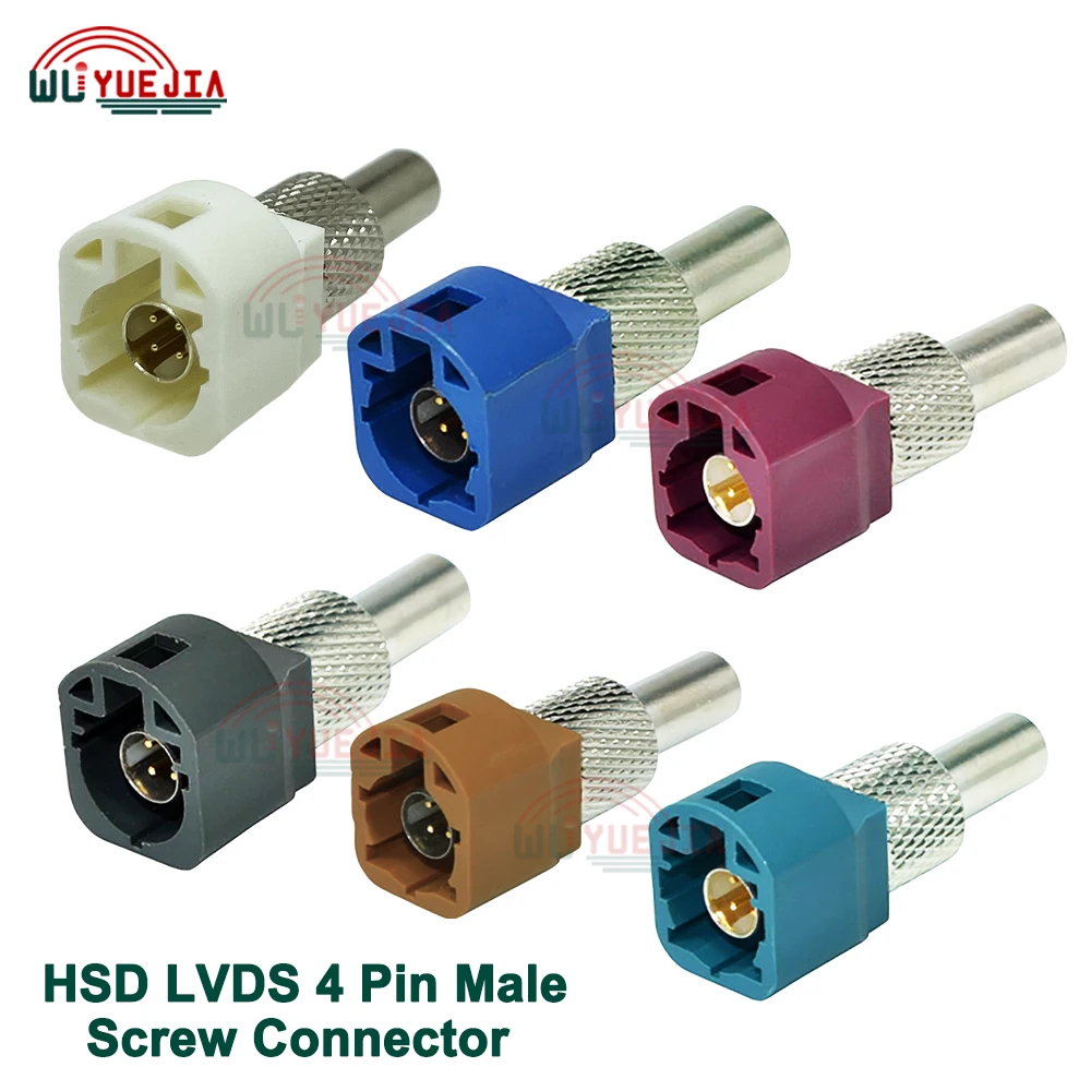 100 ohm 4Pin HSD Male Screw Connectors Code B/C/D/G/K/Z Crimp Straight Male Plug Car Vihicle LVDS Connector for Dacar 535 Cables