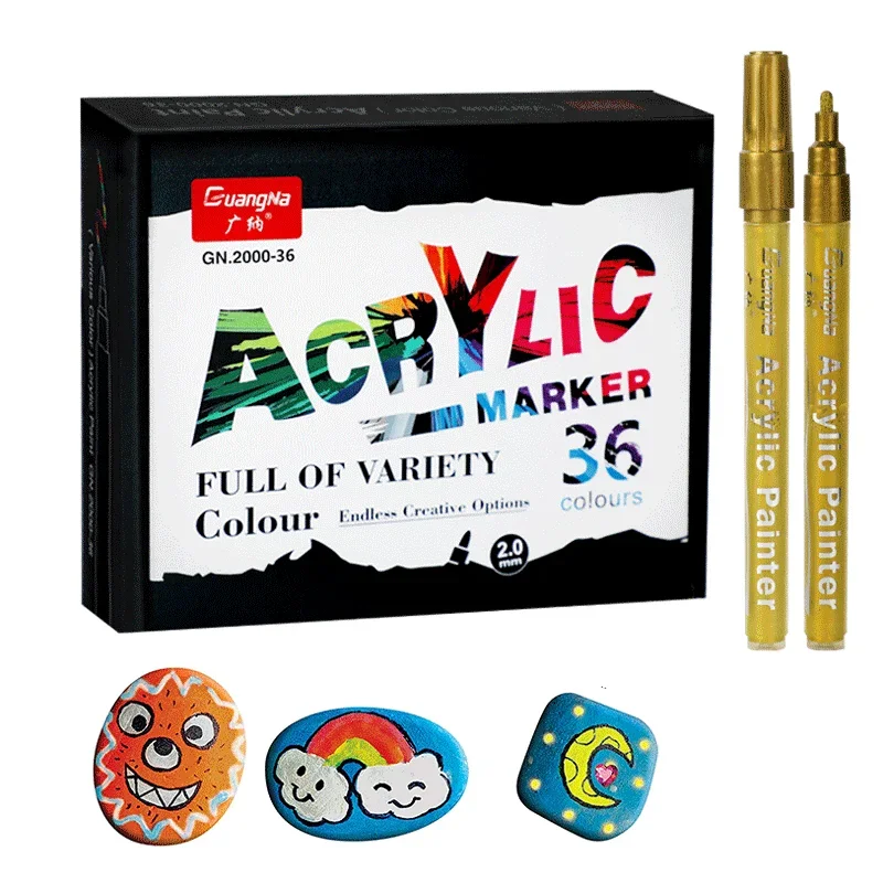 Acrylic Paint Pens Set for Rocks Painting, Ceramic, Glass, Wood, Fabric, Canvas, Mugs, DIY Craft Making Supplies, 12/48 Colors