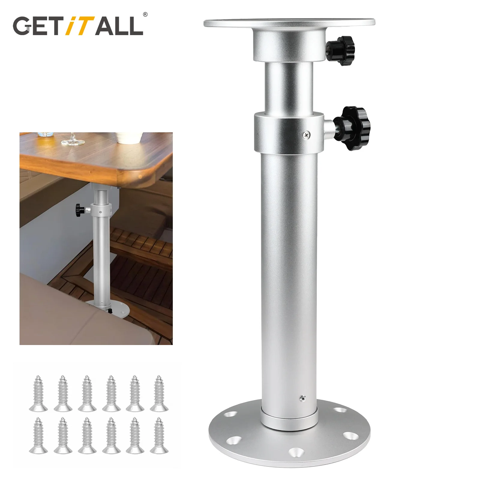 

GETITALL Adjustable RV table Aluminum Alloy base mount boat seat base camper table base mount RV table leg