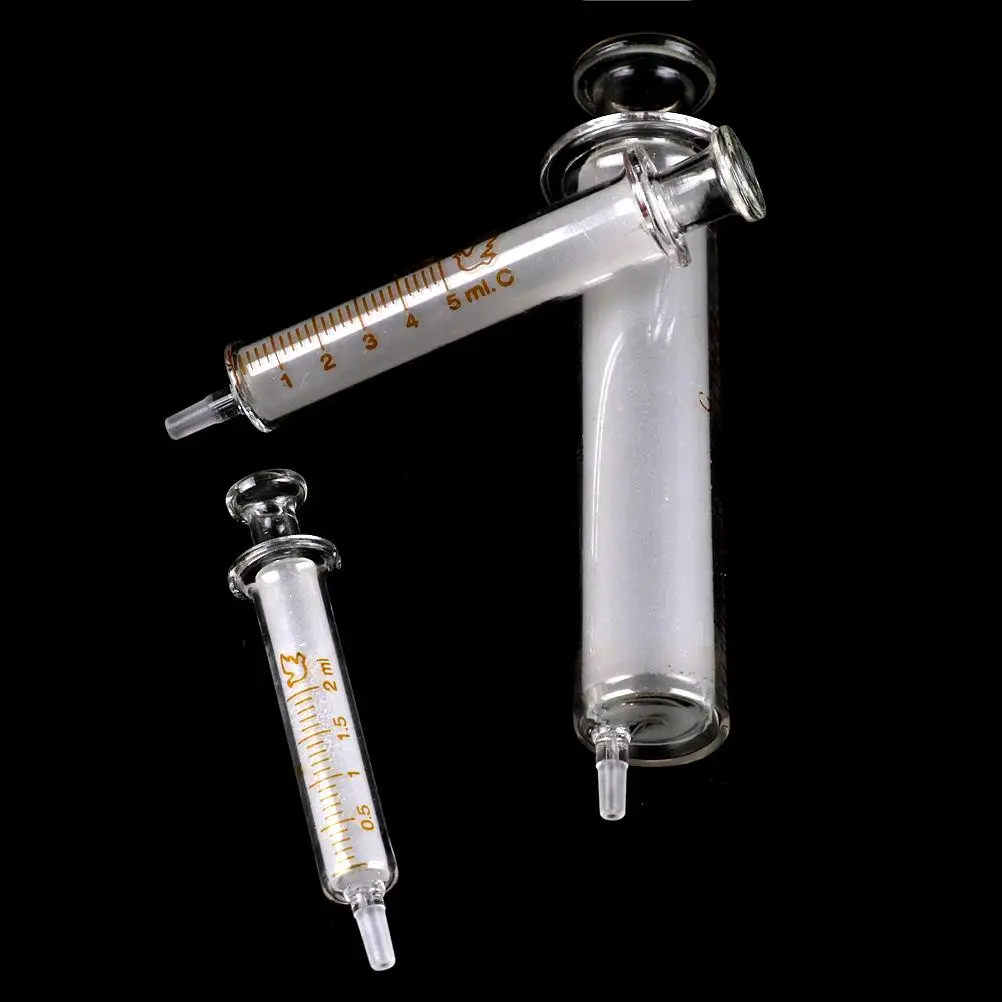 2ML 5ML 10ML Glass Syringe Injector Sampler Dispensing With Ink Chemical Medicine