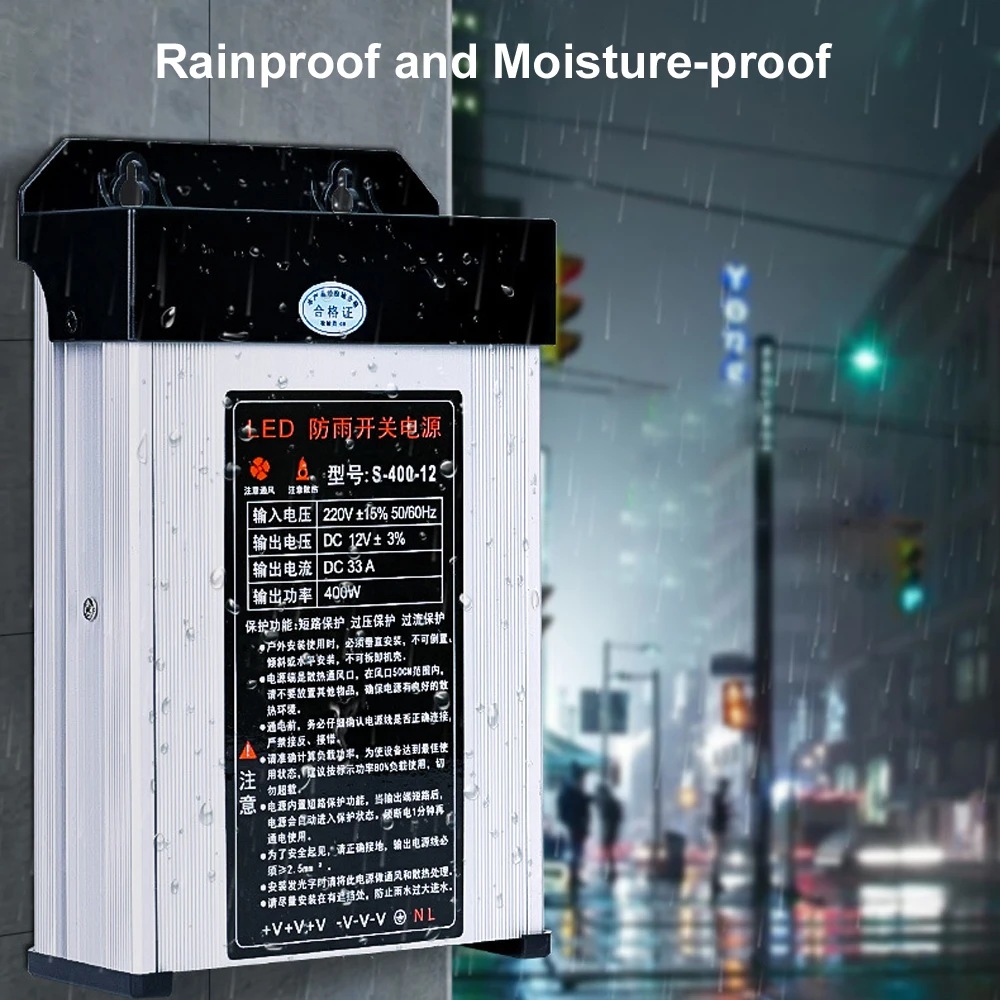 Waterproof Power Supply 12 Volt 24V LED Driver 60W 400W 500W 600W 700W 800W 900W 220V to 12V DC Outdoor Lighting Transformer