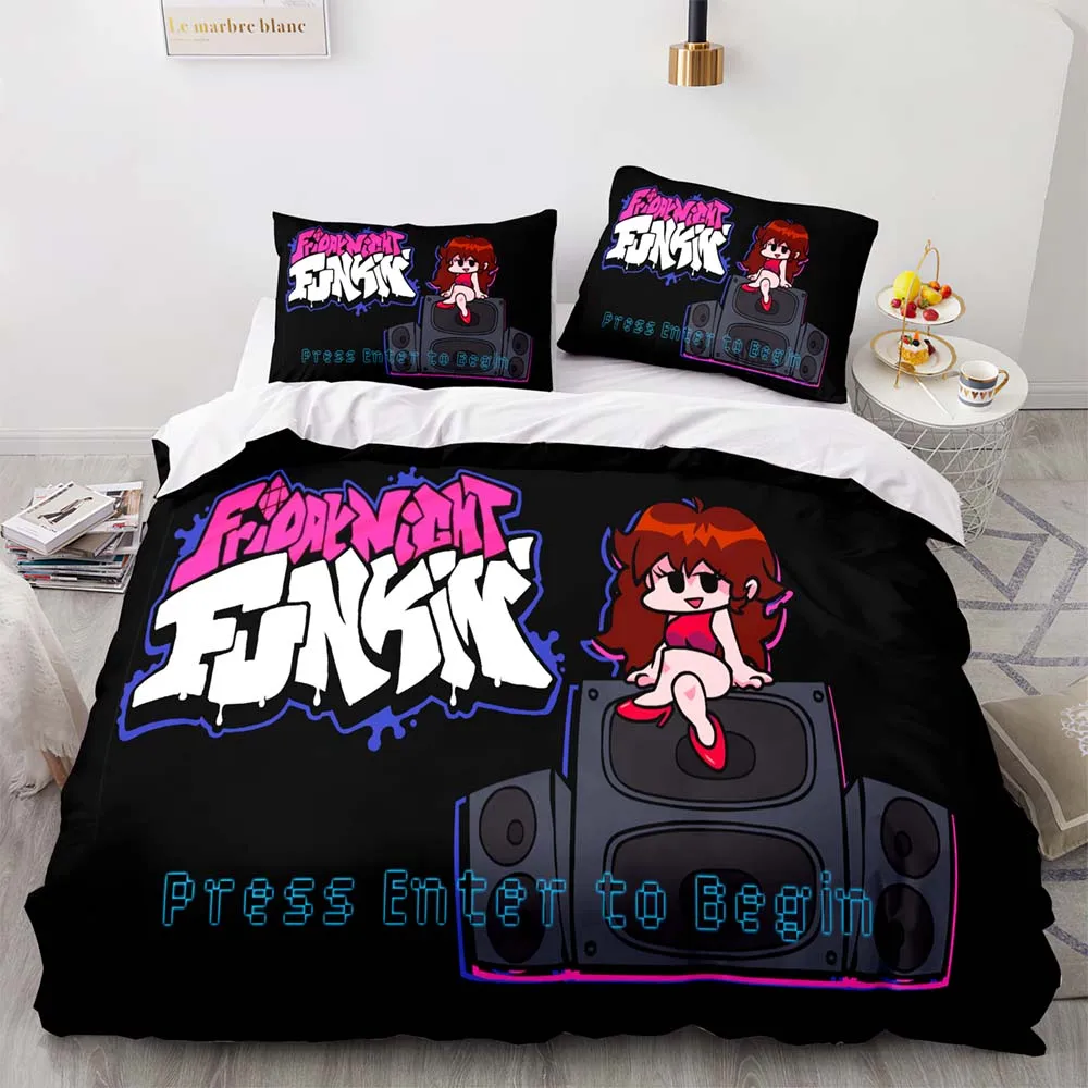 

3D Print Anime Friday Night Funkin Bedding Set Single Twin Full Queen King Size Kawaii Bed Set Adult Kid Bedroom Duvetcover Sets