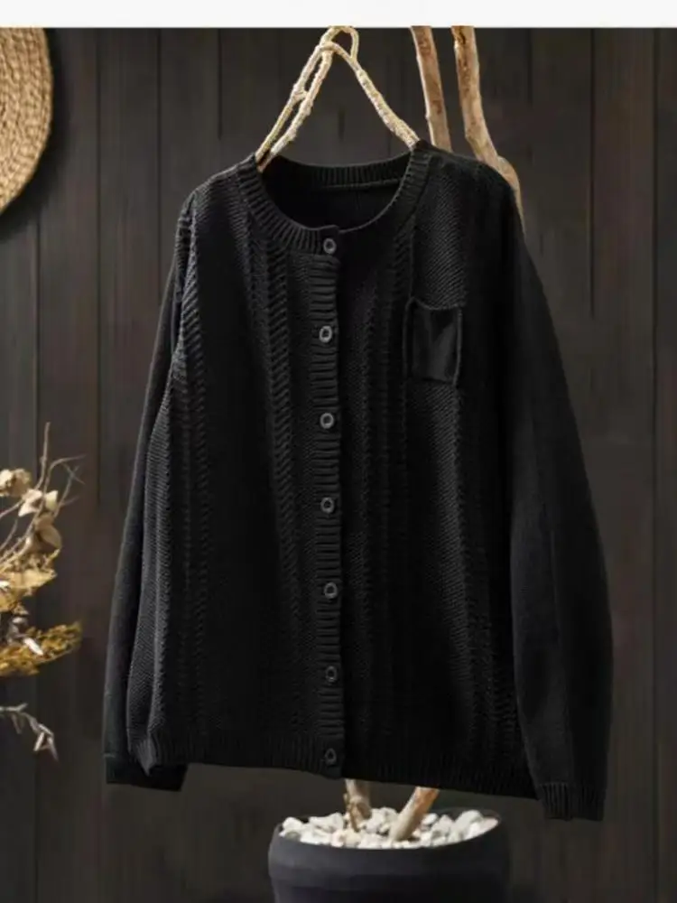 

Корейский ретро осенне-зимний однотонный кардиган с длинными рукавами, свитер для женщин, однобортный тонкий универсальный короткий вязаный топ, тренд