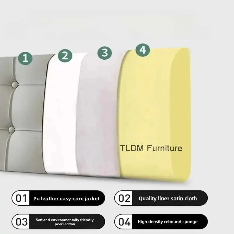 

Modern Simple Headboards for Tatami Waterproof PU Leather Headboard with Side Pockets Creative Design Bed Headboards for Bedroom