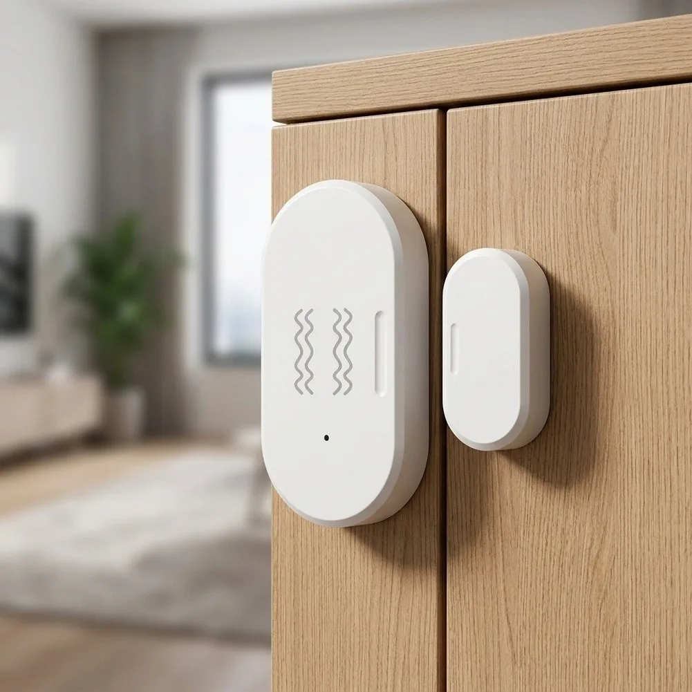 For Zigbee Door Window Sensor with Vibration Monitoring and Magnetic Contact for Smart For Home Security White ABS Build