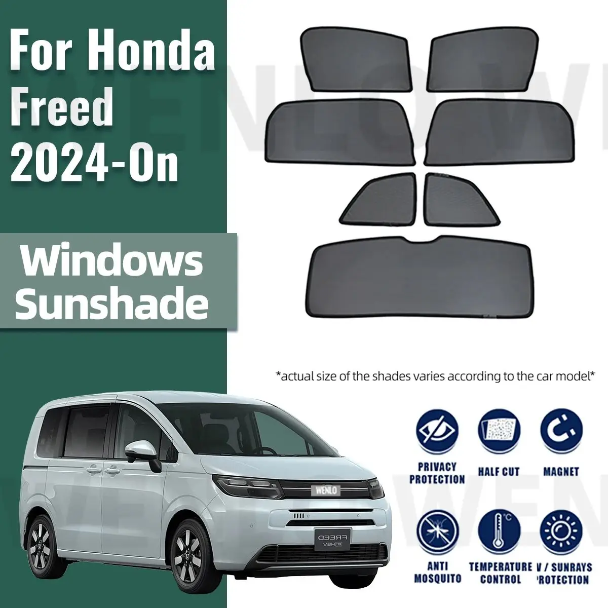 

For Honda Freed GT 2024 2025 Car Sunshade Shield Magnetic Front Windshield Frame Curtain Rear Side Window Sun Shades Visor