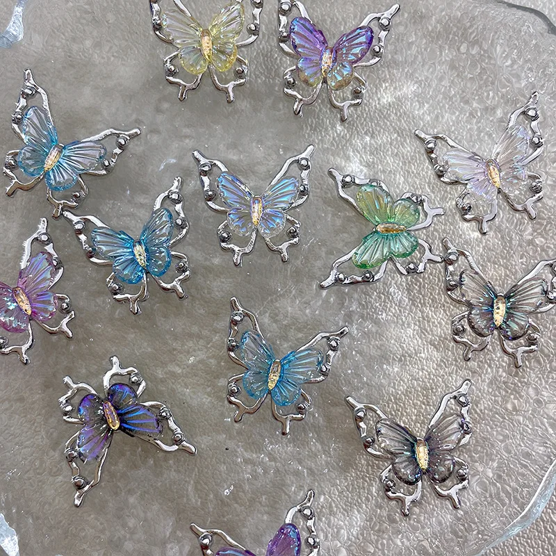 10 STKS Gemengde Kleuren Aurora Hollow 3D Nail Art Vlinder Bedels Accessoires Voor Manicure Decor Nagels Decoratie Ontwerpbenodigdheden