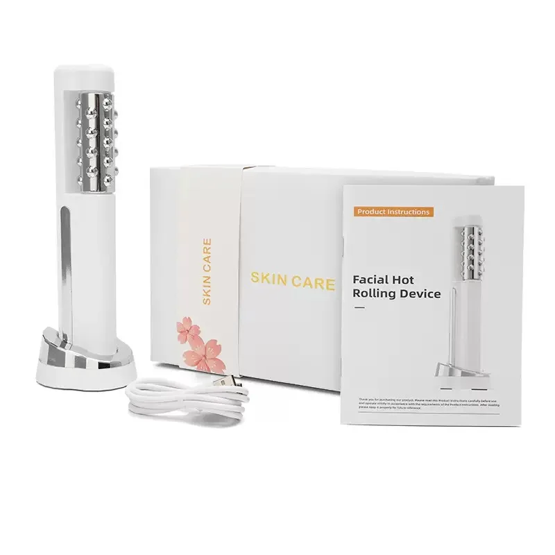 Vendita calda 360 Rotazione Rullo di riscaldamento EMS Strumenti per massaggiatore facciale Macchina facile Rotolo di massaggio da viaggio Dispositivo per la cura della pelle Regalo Donna