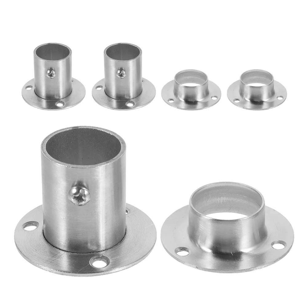 

6Pcs Stainless Steel Closet Rod Holder Flange Base High Foot Heavy Duty Pipe Mount Support Bracket for Wardrobe
