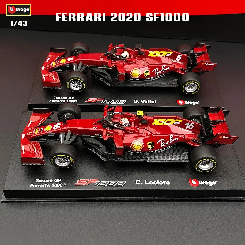 Bburago 1:43 Ferrari 2020 SF1000 16 5 Formula car Acrylic dust cover simulation decoration collection gift toy die-casting model