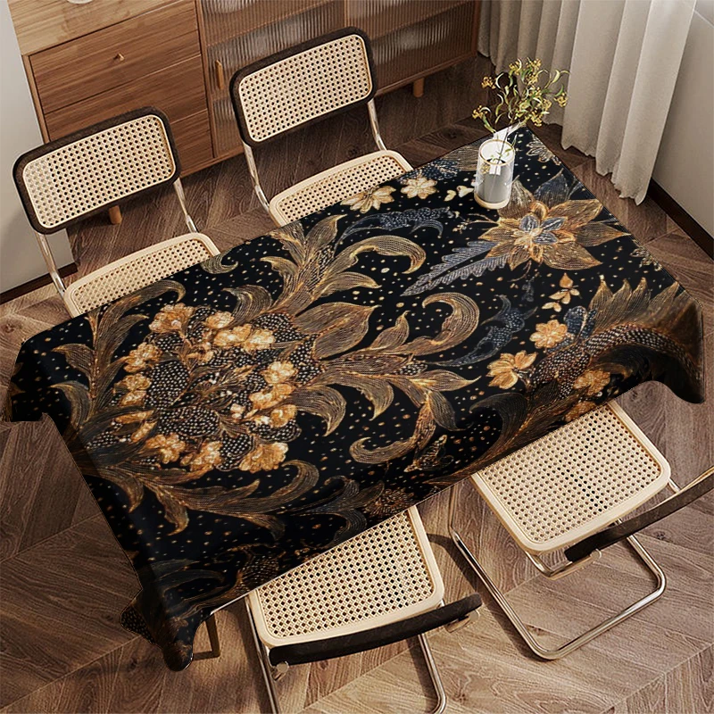 Gilded Pattern Tablecloth Restaurant Kitchen Tablecloth Living Room Home Decoration Rectangular Party Decoration