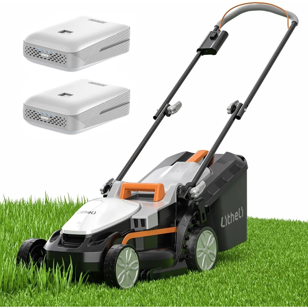 

Litheli 16 Inch Lawn Mower 2x20V Electric Coreless Lawn Mower Lightweight Push Mower with 6-Position Height Adjustment, 2 x 4.0A