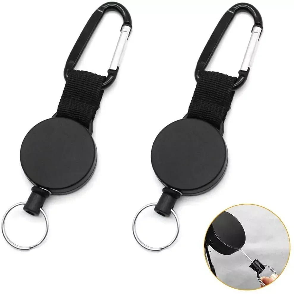 1PC Keychains Retractable Anti-Theft Wires Heavy Duty Key Chain & Badge Reel Holder Carabiner Clip Swivel-Back Extractable Cards