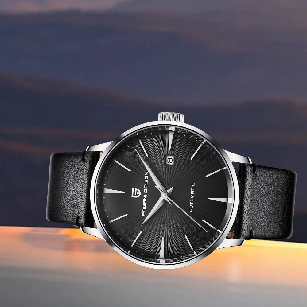 PAGANI DESIGN 2025 Nowy Męski Zegarek Automatyczny Mechaniczny Biznesowy Uniwersalny Styl Skórzany Pasek Szkło Hardlex Wodoodporny