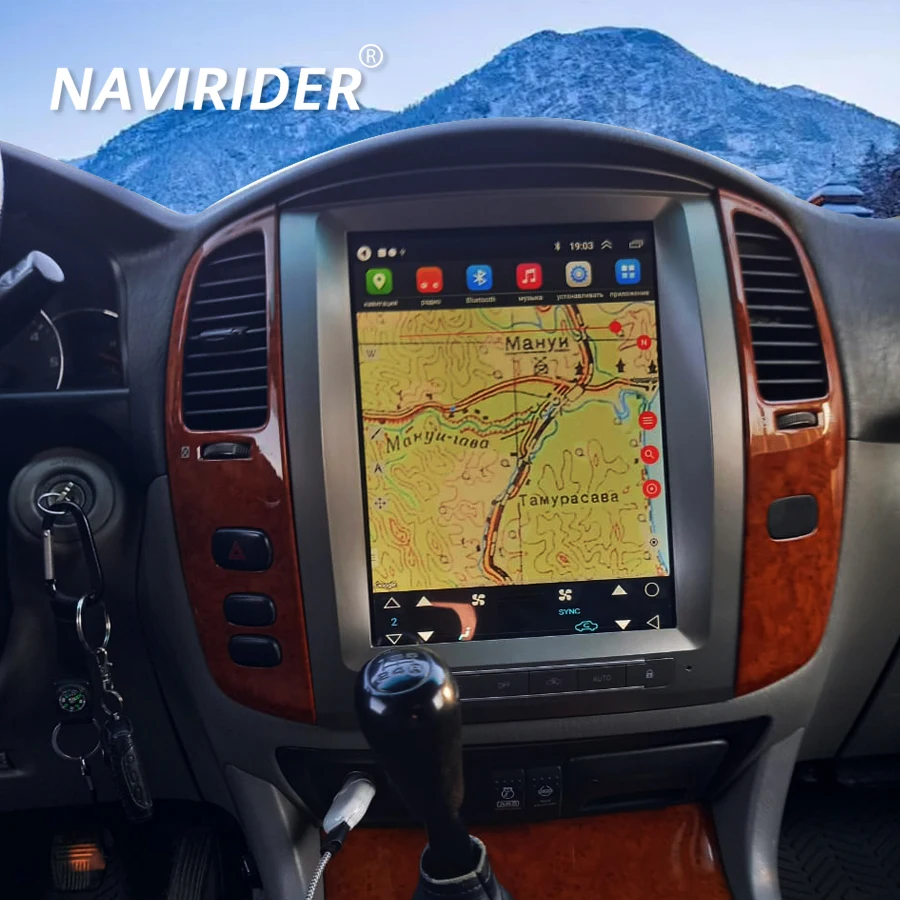 NaviRider 12.1inch Car Radio Android 13 GPS for Toyota Land Cruiser 100 Sahara 2004-2006 Tesla Multimedia Video Player 256GB