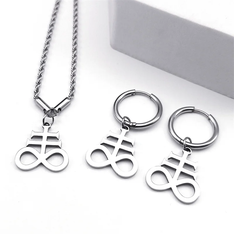 Women's Stainless Steel Satan Cross Jewelry Set