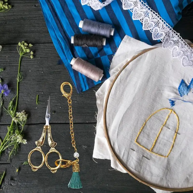 مقص مع خيوط مدببة سلسلة ، مقص الكروشيه ، خياطة الحرف اليدوية ، أداة لخيوط