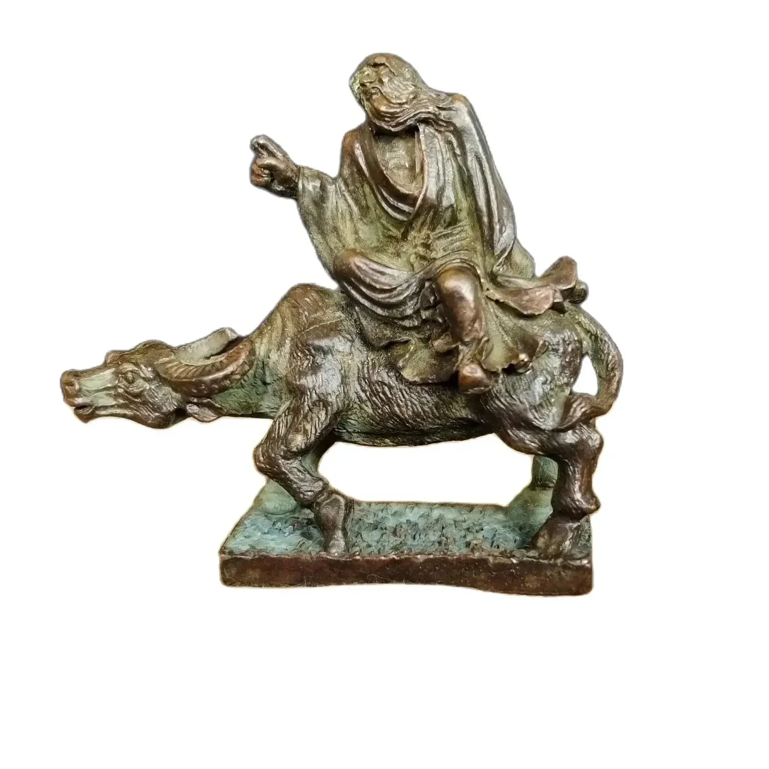 Chinese Lao Tzu Statue Home Decoration Character Sculpture Bronze Lao Tzu Riding Bull Art Sculpture Handicraft Decoration