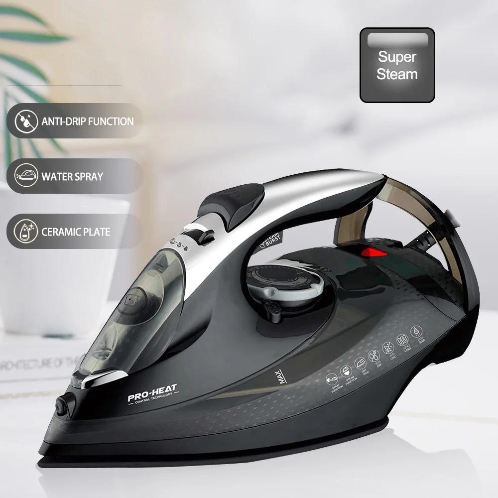 Professional Steam iron For Household Appliance 2200W Cloth Iron With Strong Steam Ceramic Soleplate With Fast Heating