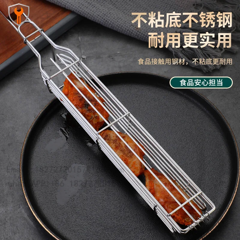 Stainless Steel Grill Mesh Outdoor Camping Barbecue Cage BBQ Grill Corn Dog Basket