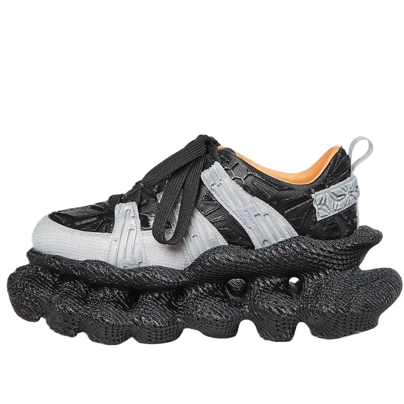 Original 3D Printing Design Thick Soled Shoes for Men's and Women's 6.5cm Genuine Leather Couple's Casual Height Increase Shoes