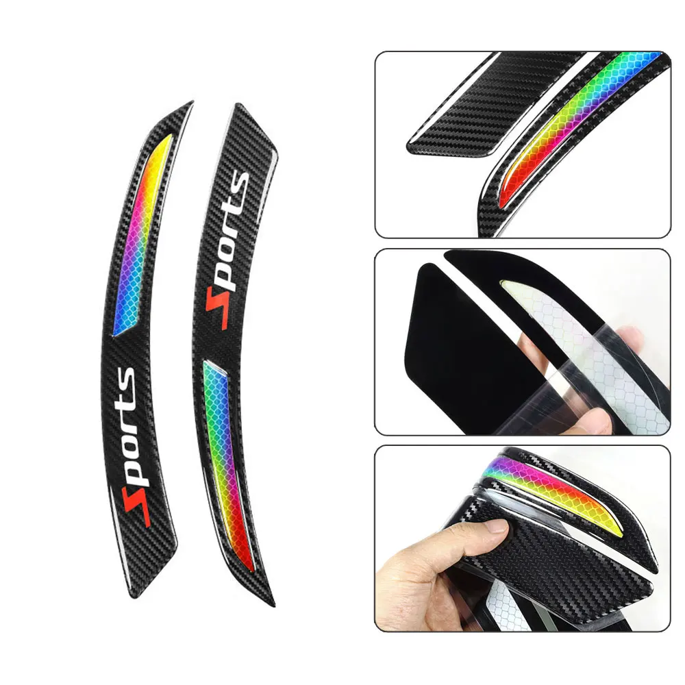 

1 Pair Universal Carbon Fiber Car Fender Flare Edge Trim Protector Wheel Eyebrow Wheel Arch Trim Reflective Anti-collision Strip