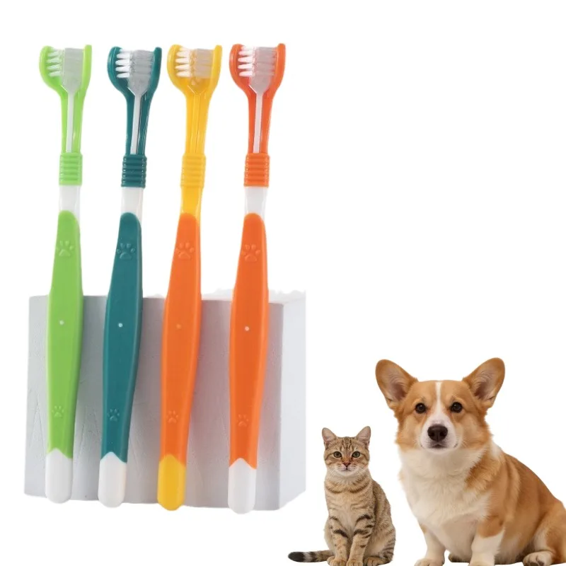

Three-Head Pet Toothbrush Soft Bristles Design for Small Dogs Gentle Oral Care Tool Effective Teeth Cats and Dogs Supplies