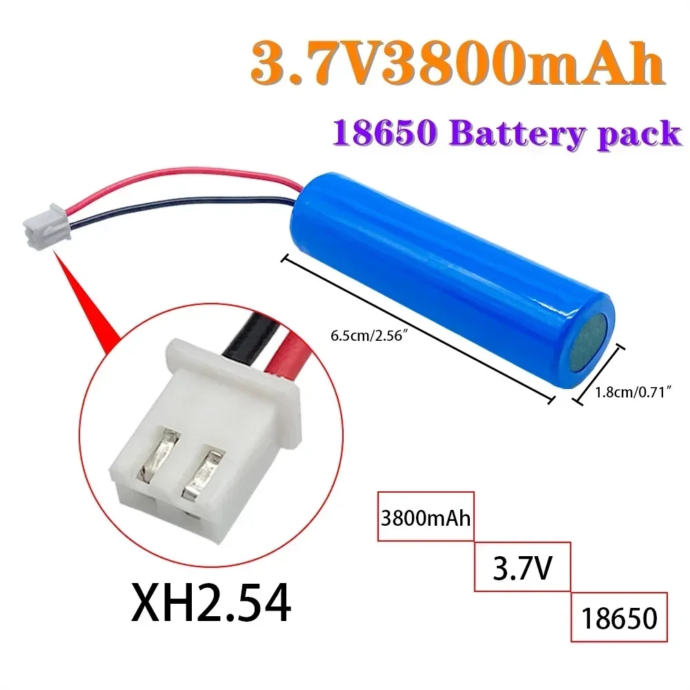 Lithium Ion Rechargeable Battery 3.7V 3800mAh 18650 with Emergency Lighting Replacement Socket XH2.54 Cable