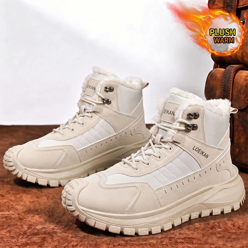 LOEIKAN Herren High-Top-Arbeitsstiefel mit drehbarer Schnalle, breiter Zehenbox, Freizeitschuhe, modische Jagd- und Trekkingschuhe für den täglichen Gebrauch – Detail 10