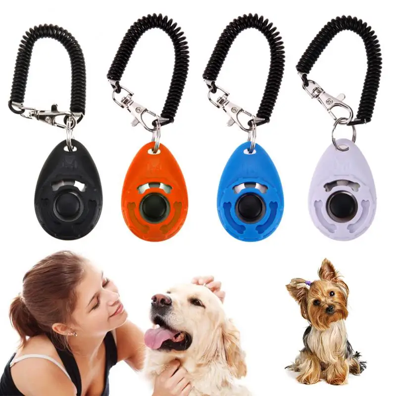 Pet Cat Dog Training Clicker Plastic New Dog Click Trainer Portable Auxiliary Adjustable Wristband Sound Key Chain Dog Supplies