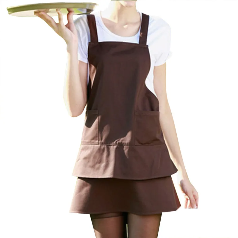 Fashion Thickened  Antifouling Barista Kitchen Restaurant Barber Durable Waterproof Apron Dress For Woman Uniform Custom Logo