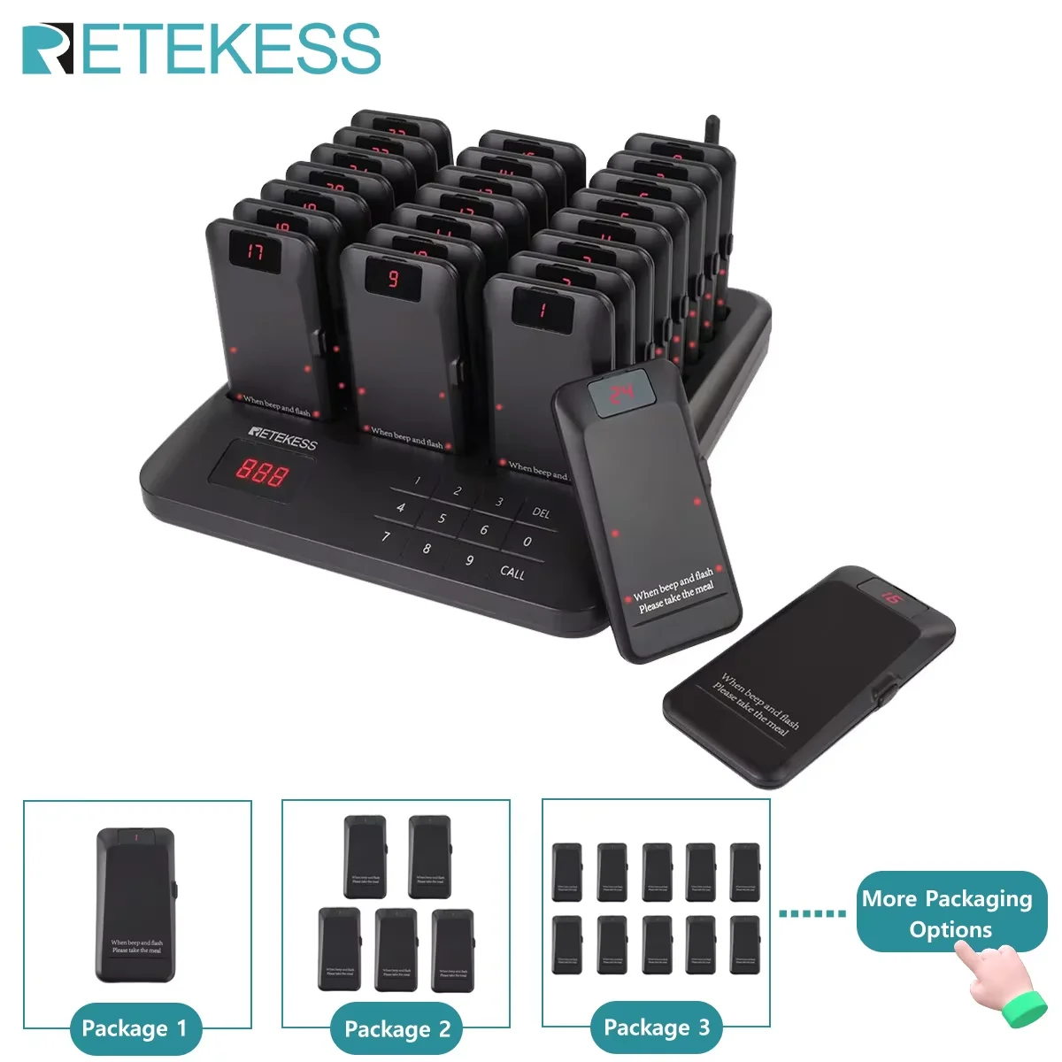 RETEKESS TD157P Restaurant Pager Wireless Calling System Group Call Function Receiver 800m Distances For Food Truck Cafe Bar